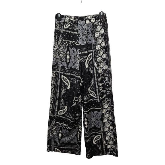 Rachel Zoe Paisley Wide Leg Silky Pants Elastic Waist Womens Size Small - Picture 2 of 8